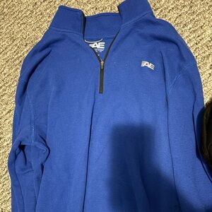 American Eagle Outfitters Men's Royal Blue Zip-Up Sweater